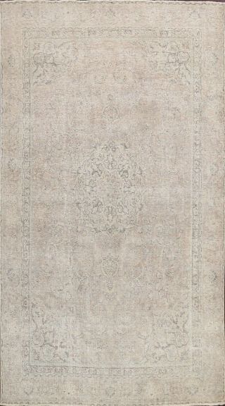 Distressed Semi Antique Tebriz Handmade Area Rug Muted Evenly Low Pile Wool 7x11