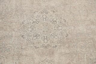 Distressed Semi Antique Tebriz Handmade Area Rug Muted Evenly Low Pile Wool 7x11 4