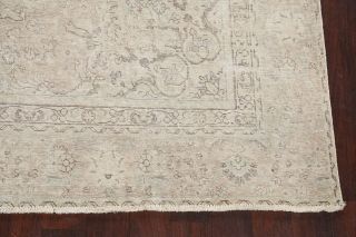 Distressed Semi Antique Tebriz Handmade Area Rug Muted Evenly Low Pile Wool 7x11 6