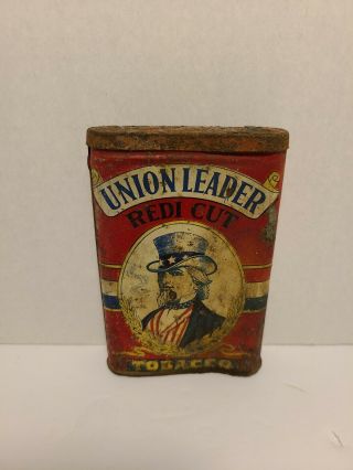 Vintage Union Leader Uncle Sam Antique Redi - Cut Tobacco Pocket Tin