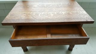 Antique Arts and Crafts Mission Tiger Oak Library Desk/Table. 2