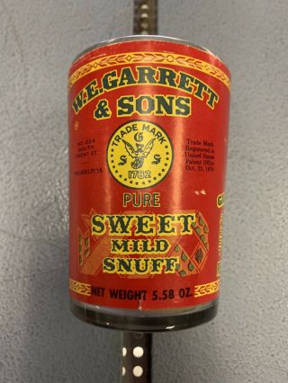 Vintage We Garrett & Sons 4oz Snuff Jar Old Stock
