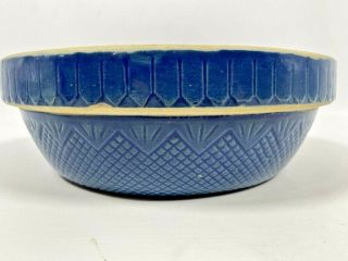 Vintage Stoneware Deep Pie Plate Dish Bowl,  Cobalt Blue,  Crosshatch Pattern