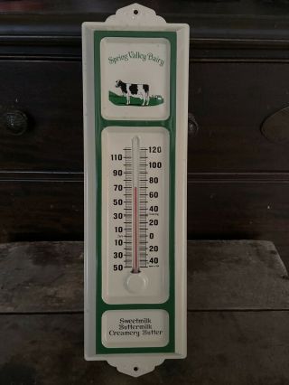 Vintage Spring Valley Dairy Farm Sweet Cream Butter Advertising Sign Thermometer