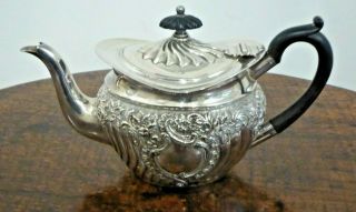 Ornate Antique Victorian Sterling Silver Tea Pot Birmingham 1894 340g