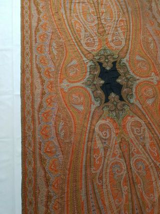Antique French Paisley Kashmiri Shawl Woolen Multi Color 331x156cm 6