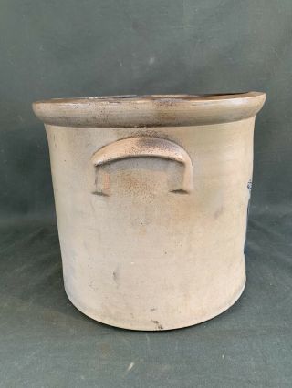 Antique Whites of Utica 2 Gallon Stoneware Crock with Blue Eagle and Flower 6