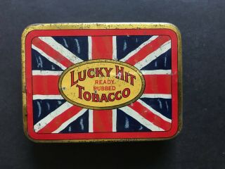 Tobacco Vintage Empty Tin Lucky Hit Ready Rubbed 2 Oz Net