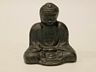 Vintage Cast Iron Buddha Statue 2 1/3 " Tall