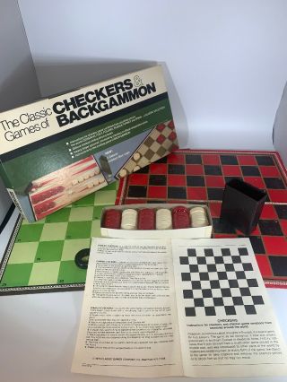Vintage Checkers And Backgammon Classic Games Company 1976 Incomplete