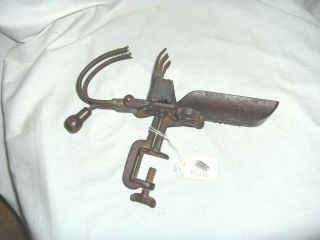 1130 - Vintage Double Cherry Pitter Olives Cast Iron - Goodell?? - Patented 1867