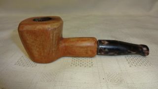 Vintage/old Hand Made Rustic Wooden Smoking Pipe - Marble Effect Mouth Piece