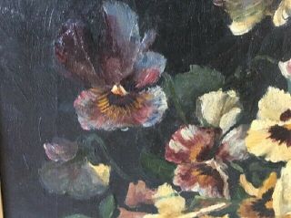 Frances George Antique Oil Painting on Canvas Still Life w/ Flowers 4