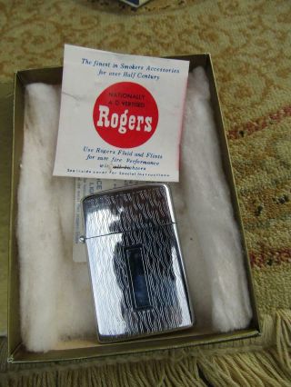 Vintage Rogers Butane Rocket Flame Pipe Lighter Chrome