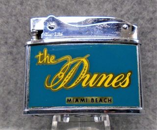 Vintage The Dunes Motel Miami Beach Florida Flat Advertising Lighter Unfired