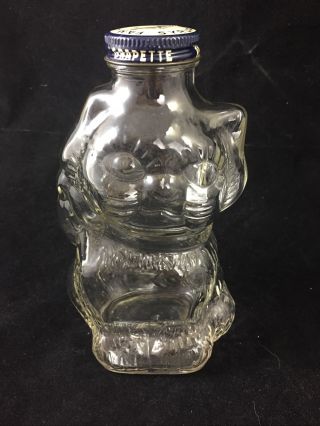 Vintage 1940’s Grapette Soda Cat Glass Bottle,  Bank