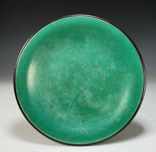 Unusual Antique Chinese Apple Green Glazed Porcelain Dish