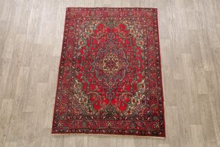 5x6 Vintage Floral Traditional RED Area Rug Hand - knotted Oriental Wool Carpet 2