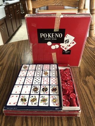 Vintage Po - Ke - No Board Game Poker Keno 12 Board Set Pokeno Complete Game