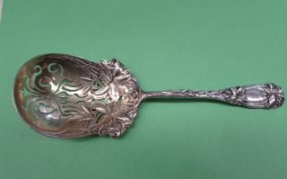 Heavy Durgin Easter Lily Sterling Silver Slotted Ice Serving Spoon 146.  5 Gr