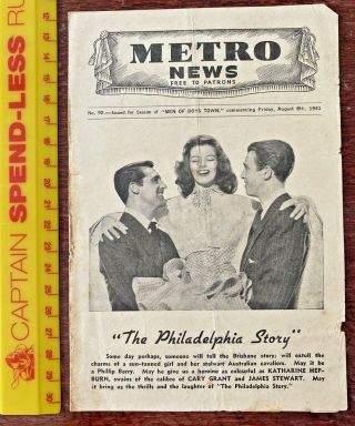 Vintage 1941 Metro Theatre Movie Brochure Philadelphia Story Katharine Hepburn,