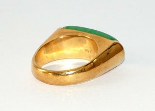Vintage 18k Yellow Gold Ring Sz.  5.  5 w.  Emerald Green Jadeite Jade Saddle  11 4