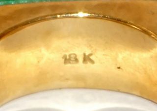 Vintage 18k Yellow Gold Ring Sz.  5.  5 w.  Emerald Green Jadeite Jade Saddle  11 6