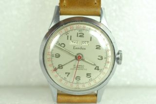Rare - Vintage - Max Landau Triple Date 17 Jewels - Incabloc,  Antimagnectic Watch