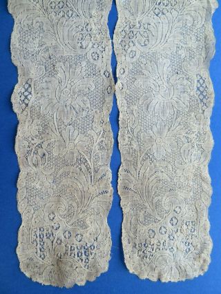 Early 18th Century Bizarre Design Valencienne Lace Lappets Snowy Ground