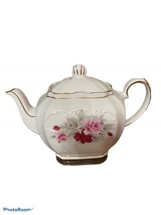 Vintage Windsor Sadler Cubed Floral Design Teapot Gold Trim
