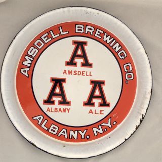 Antique Amsdell Brewing Albany Ny 12 " Porcelain Beer Tray
