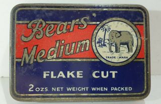 Small Bears Flake Cut (blue) Pictorial With Elephant Tobacco Tin Zealand