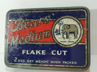 Small BEARS Flake Cut (blue) PICTORIAL with ELEPHANT tobacco tin ZEALAND 2