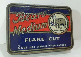 Small BEARS Flake Cut (blue) PICTORIAL with ELEPHANT tobacco tin ZEALAND 3