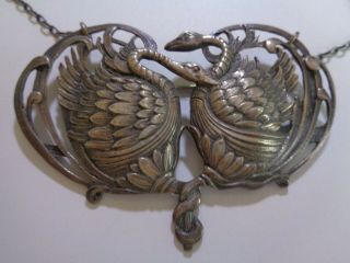 The Best Antique Signed Guglielmo Cini Art Nouveau Sterling Silver Swan Necklace