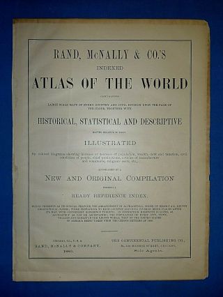 Vintage 1886 Atlas Map THE WORLD Old & Authentic S&H 3