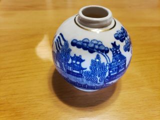 Vtg Miniature Oil Lamp Blue Willow Ceramic Base Replacement Made In Japan