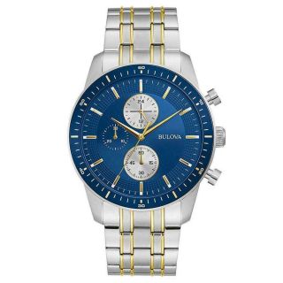 Bulova Classic Sport Stainless Steel Blue Two Tone Mens Luxury Watch Bl - 98a243