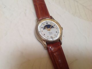 Vintage Ladies Timex Sun/moon Phase Quartz Watch_date_new Band_excellent