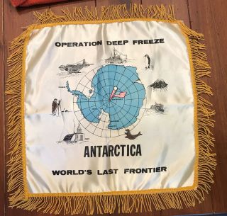 1950s Vintage Operation Deep Freeze Antarctica Satin Pillow Cover 17 X 17”