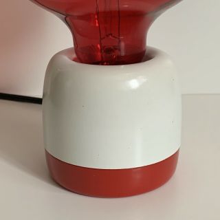 LUVLITE 1969 Stemlite Design Line Bill Curry Red/White Lamp Light MOD w/Bulbs 2