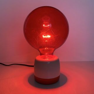 LUVLITE 1969 Stemlite Design Line Bill Curry Red/White Lamp Light MOD w/Bulbs 4