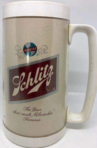 Schlitz Vintage Thermo Serv Insulated Plastic Beer Coffee Drink Travel Mug