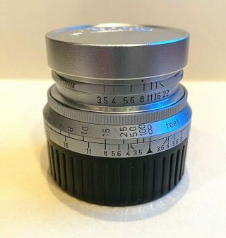 Leica Leitz 35mm F3.  5 Vintage Summaron M Mount Lens W/ Silver Cap And Uv Filter
