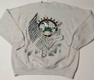 Vintage Notre Dame Fighting Irish 50/50 Grand Sport Crew Neck Gray Sweatshirt Xl