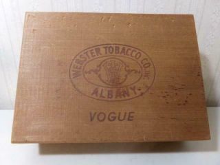 Vintage Webster Wood Dovetailed Cigar Tobacco Box VOGUE Albany York 2