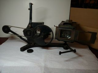 Antique 35 Mm Hand Crank Movie Film Projector National Stereoptican Slides