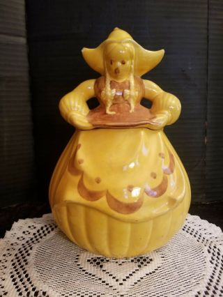 Vintage Red Wing Pottery Cookie Jar Katrina Dutch Girl Yellow