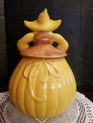 Vintage Red Wing Pottery Cookie Jar Katrina Dutch Girl Yellow 3