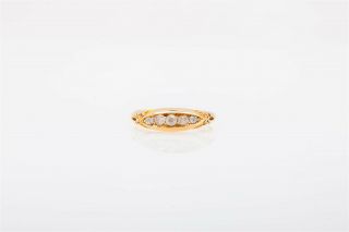 Antique Victorian.  50ct Old Mine Cut Diamond 18k Yellow Gold Band Ring Signed